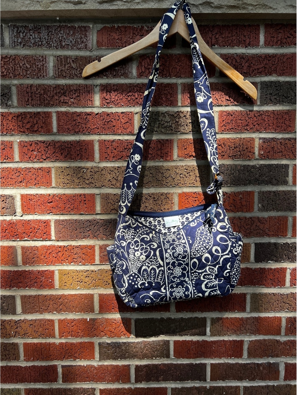 Vera Bradley Blue and White Paisley Print Crossbody Purse
